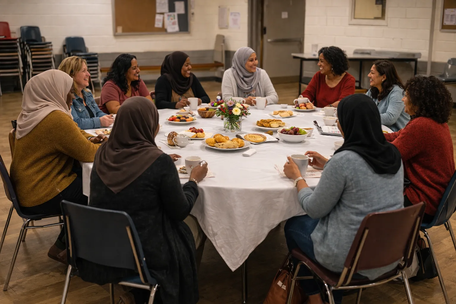 Women sharing tea and conversation at a Communi-TEA event