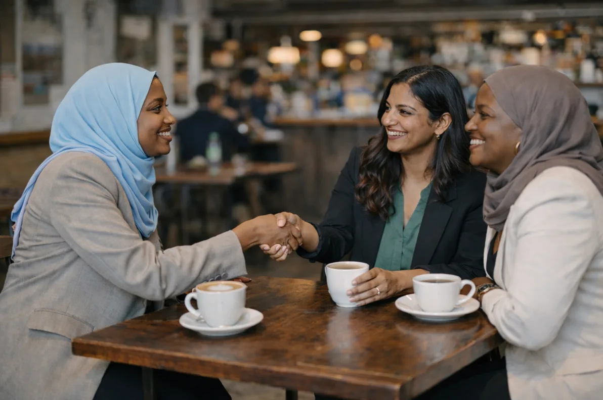 Women meeting and supporting each other