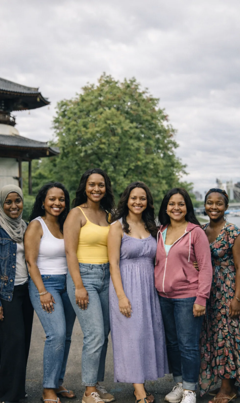Women walking together in Battersea Park